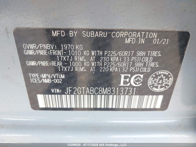 JF2GTABC8M8313731 Subaru na