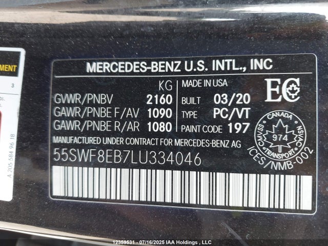 55SWF8EB7LU334046 Mercedes-Benz m264