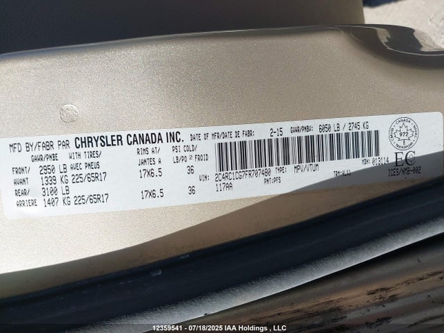 2C4RC1CG7FR707480 Chrysler 2015