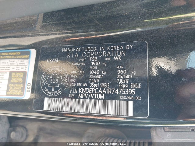KNDEPCAA1R7475395 KIA nu mpi