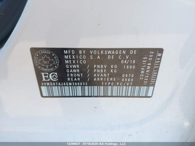 3VWD67AJ4GM368833 Volkswagen 1.4t