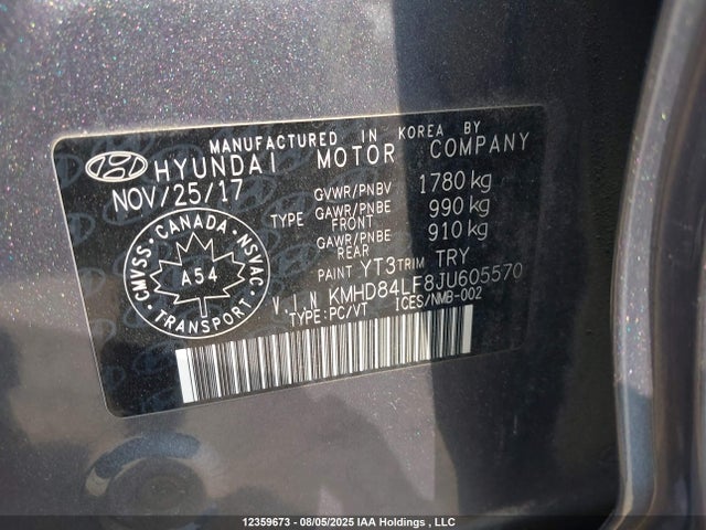 KMHD84LF8JU605570 Hyundai mpi nu