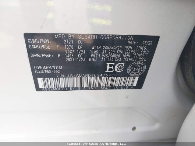 4S4WMARD8L3475405 Subaru 2020