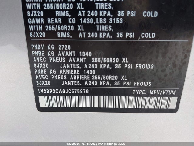 1V2RR2CA6JC575876 Volkswagen fsi
