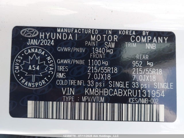 KM8HBCABXRU131954 Hyundai mpi nu pe