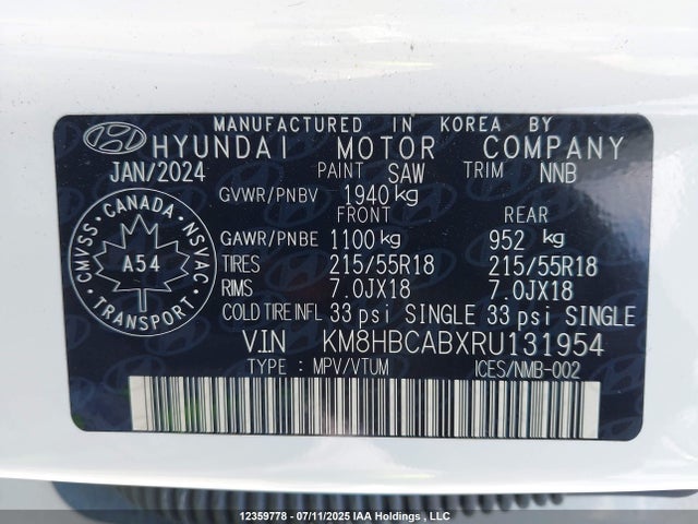KM8HBCABXRU131954 Hyundai mpi nu pe