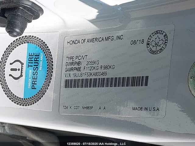 19UUB1F53KA800469 Acura k24w7