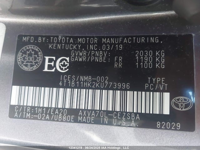 4T1B11HK2KU773996 Toyota a25a-fks