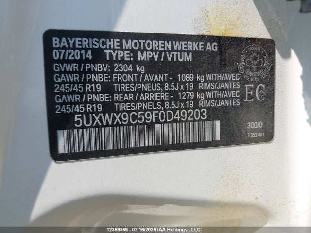 5UXWX9C59F0D49203 BMW X3