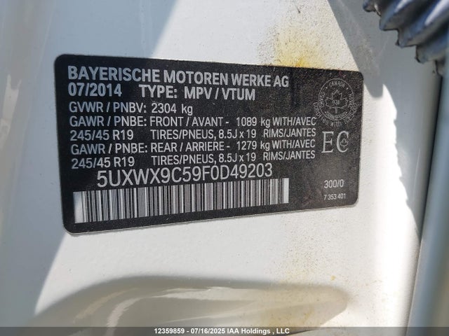 5UXWX9C59F0D49203 BMW X3