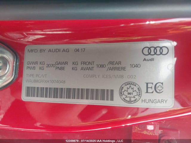 WAUB8GFFXH1074048 Audi 2017