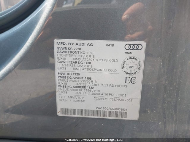 WA1ECCFS5JR033834 Audi Q3