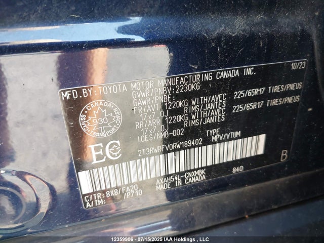 2T3RWRFV0RW189402 Toyota a25a-fxs