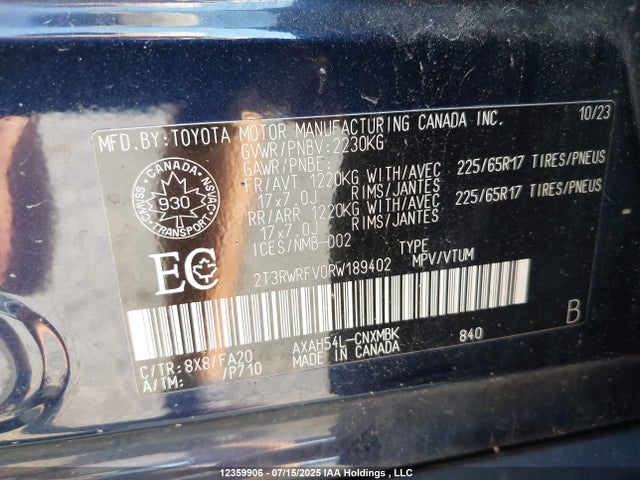 2T3RWRFV0RW189402 Toyota a25a-fxs