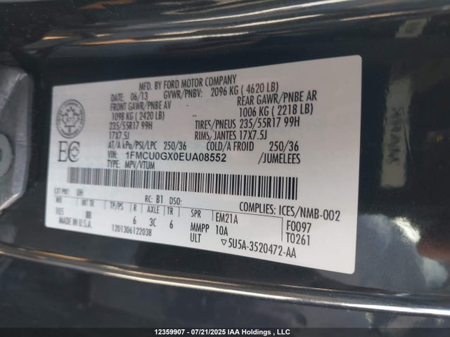 1FMCU0GX0EUA08552 Ford 2014