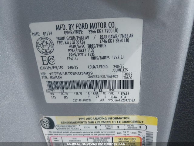 Ford F-150 2014 1FTFW1ET0EKD34929 Image 9