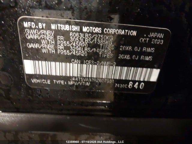 JA4T5VA97RZ607931 Mitsubishi s91-ya1