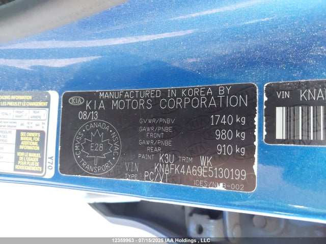 KIA Forte 2014 KNAFK4A69E5130199 Image 9