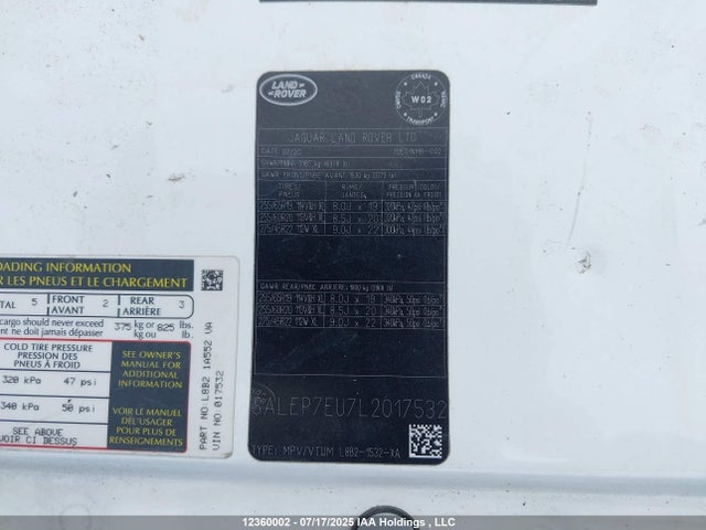 Land Rover Aj120 I6 Mhev 2020 SALEP7EU7L2017532 Image 9