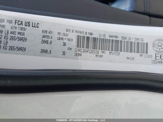 1C4RDJDG4FC223139 Dodge 2015