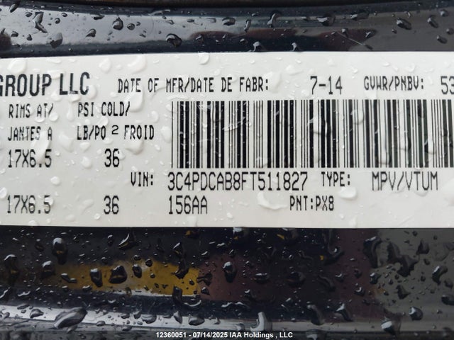 3C4PDCAB8FT511827 Dodge Journey