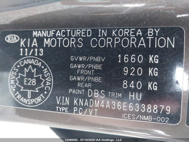 KNADM4A36E6338879 KIA Rio Ex/ex+/lx/lx+/sx