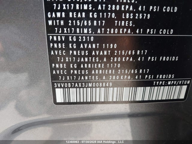 Volkswagen 2018 2018 3VV0B7AX3JM008849 Image 9