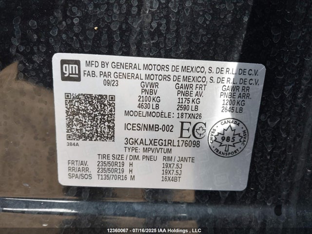 3GKALXEG1RL176098 GMC lsd