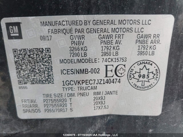 1GCVKPEC7JZ140474 Chevrolet l83 - sidi: spark ignited direct injection, vvt: variable valve timing, afm, e85 max, alum
