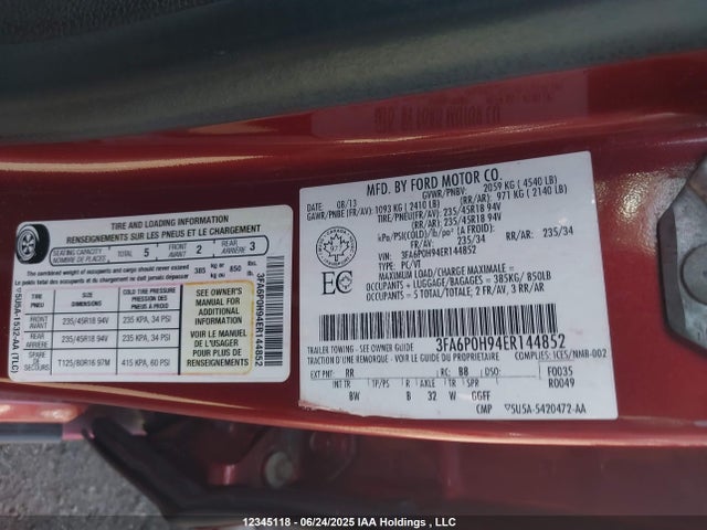 Ford 2014 2014 3FA6P0H94ER144852 Image 9