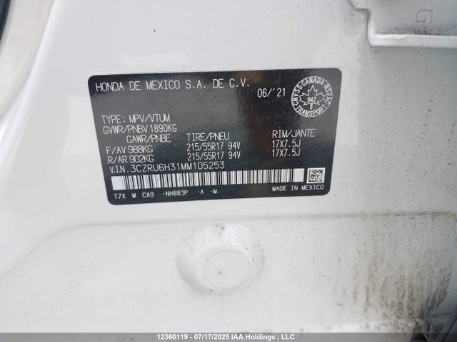 3CZRU6H31MM105253 Honda r18z9