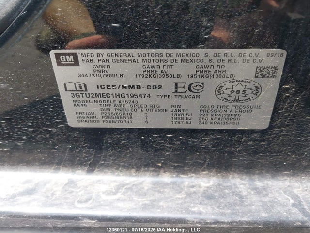 3GTU2MEC1HG195474 GMC l83 -spark ignited direct injection, variable valve timing, afm, e85 max, alum