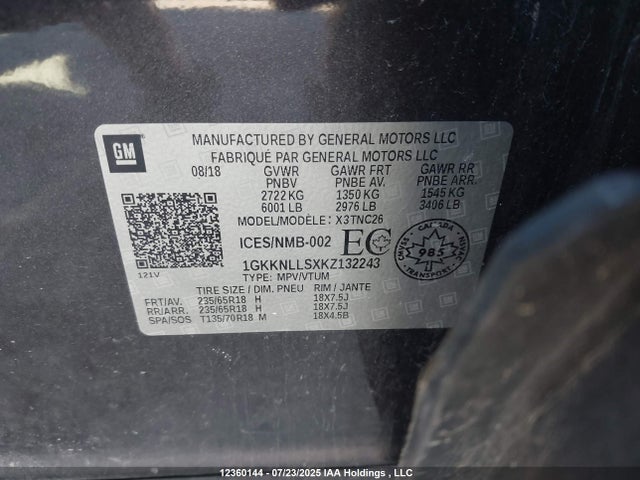 1GKKNLLSXKZ132243 GMC lgx - direct injection, variable valve timing, alum, gen 2