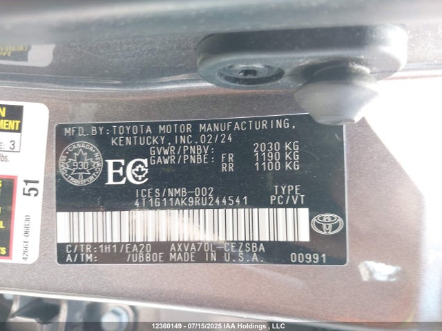 4T1G11AK9RU244541 Toyota a25a-fks