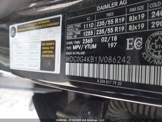 WDC0G4KB1JV086242 Mercedes-Benz m274