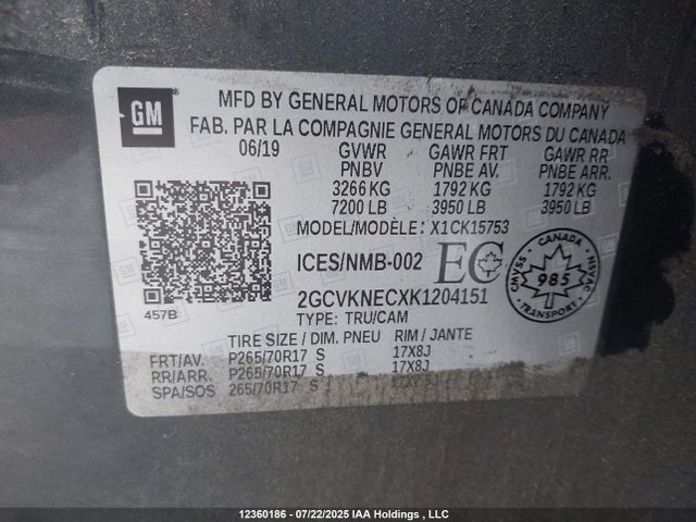 2GCVKNECXK1204151 Chevrolet l83 - di, afm, alum, gen 5, var 1