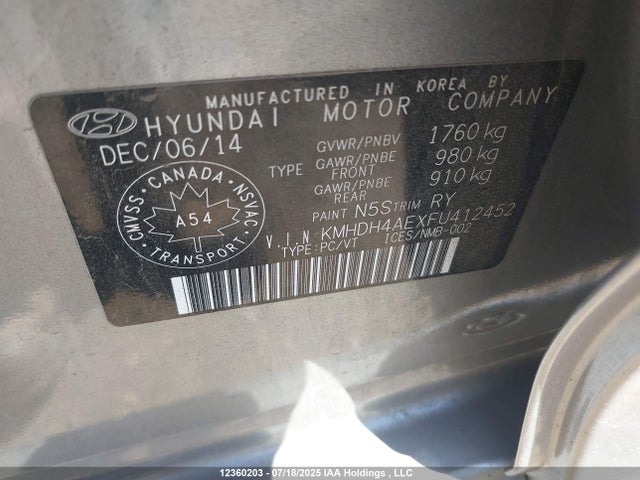 Hyundai dohc mpi nu 2015 KMHDH4AEXFU412452 Image 9