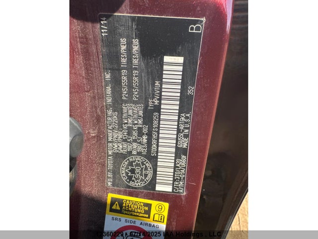5TDDKRFH5FS108259 Toyota 2gr-fe