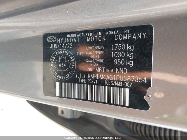 KMHLM4AG1PU387354 Hyundai mpi nu pe