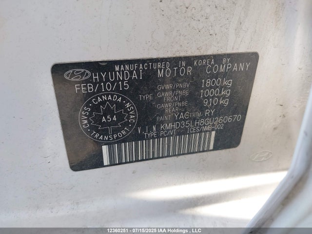 KMHD35LH8GU260670 Hyundai dohc gdi nu