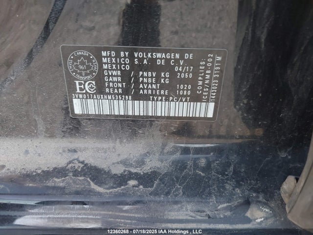 3VW017AUXHM535298 Volkswagen 1.8 tsi