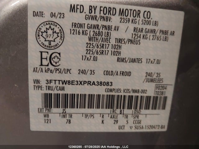 Ford Maverick 2023 3FTTW8E3XPRA38083 Image 9