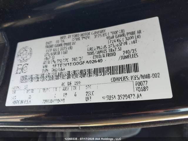 1FTEW1EG0GFA92640 Ford 2016