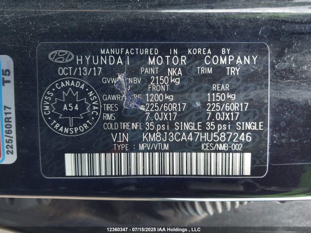 Hyundai gdi nu 2017 KM8J3CA47HU587246 Image 9