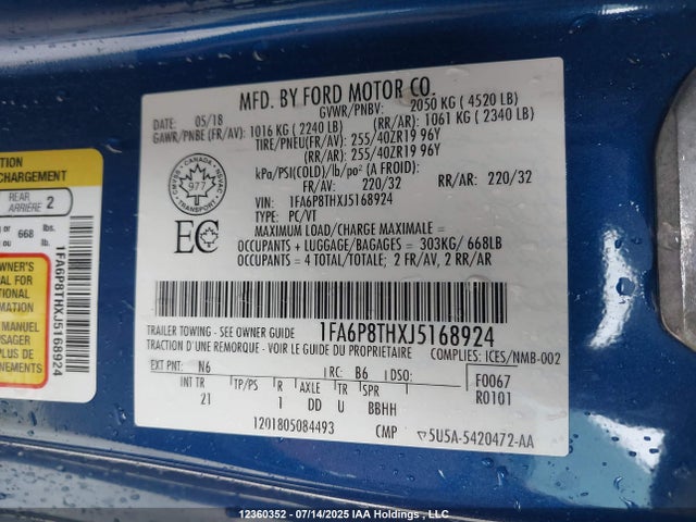 Ford 2.3l 4v premium fuel 2018 1FA6P8THXJ5168924 Image 9