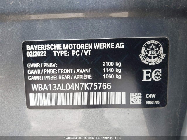WBA13AL04N7K75766 BMW M235I