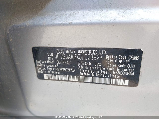 JF1GJAA6XGH023923 Subaru 2.0l na
