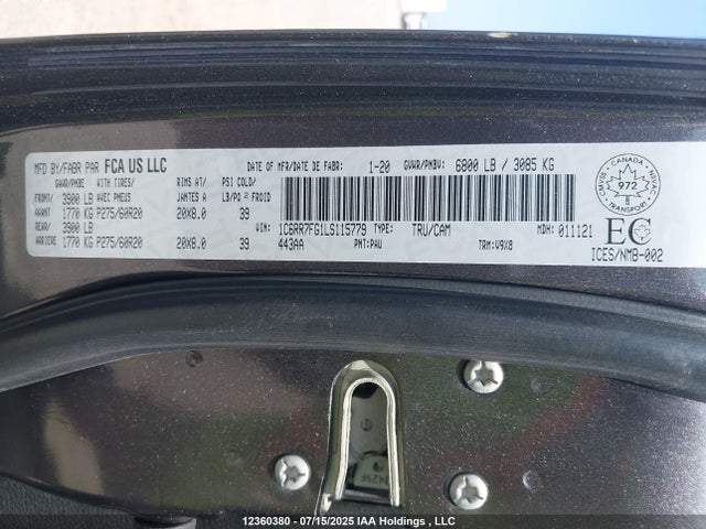 RAM 1500 2020 1C6RR7FG1LS115779 Image 9