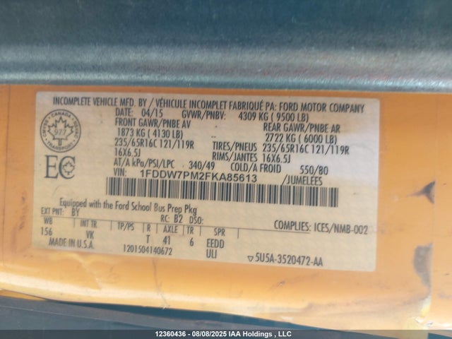 Ford 2015 2015 1FDDW7PM2FKA85613 Image 9