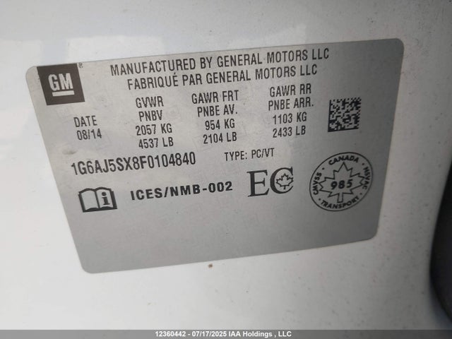 1G6AJ5SX8F0104840 Cadillac ltg